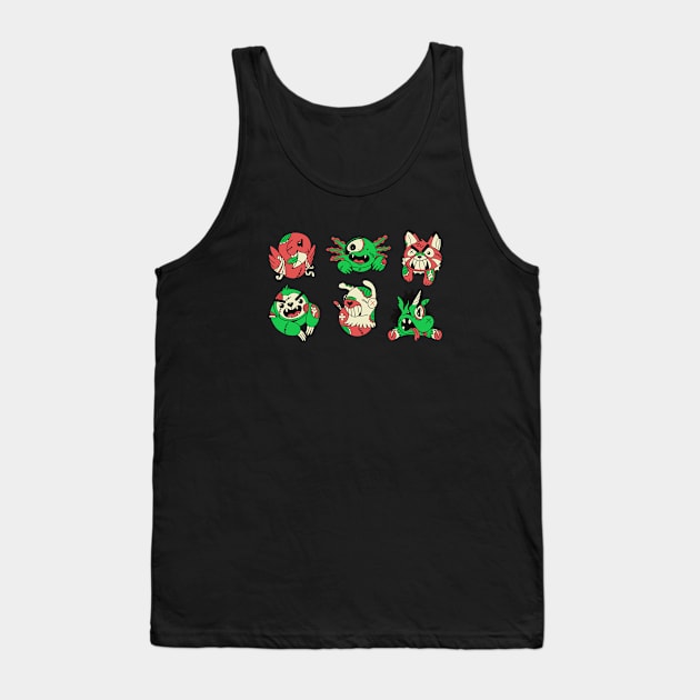 Cute Zombie Animals // Sloth Llama Unicorn Fox Axolotl Parrot // Funny Halloween Animals Tank Top by SLAG_Creative